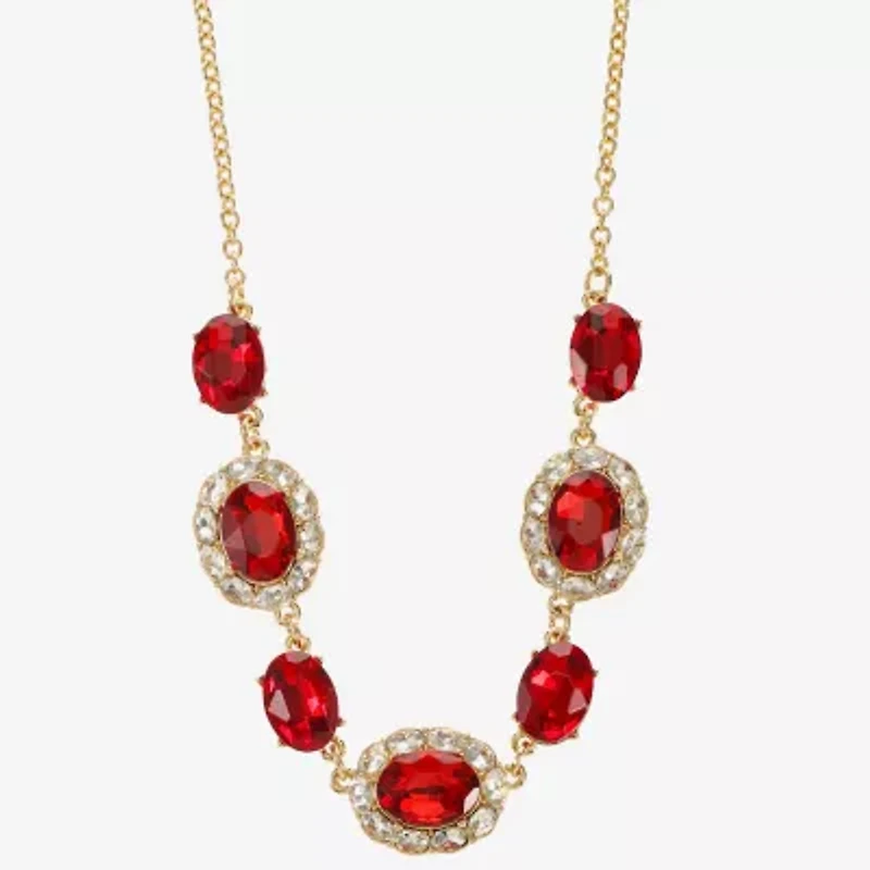 Monet Jewelry Gold Tone Halo Frontal Womens 17 Inch Collar Necklace