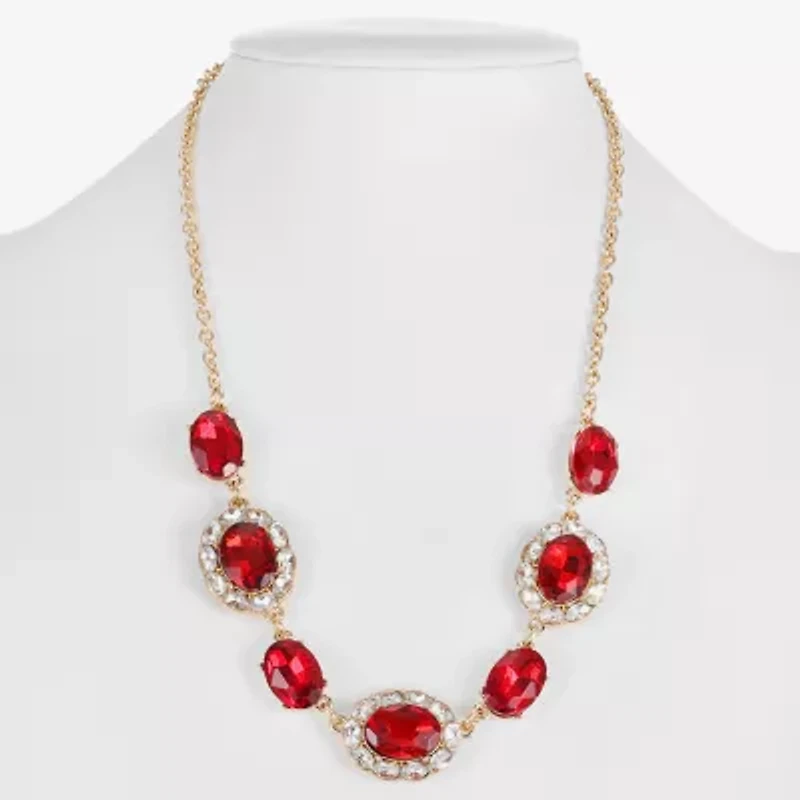 Monet Jewelry Gold Tone Halo Frontal Womens 17 Inch Collar Necklace