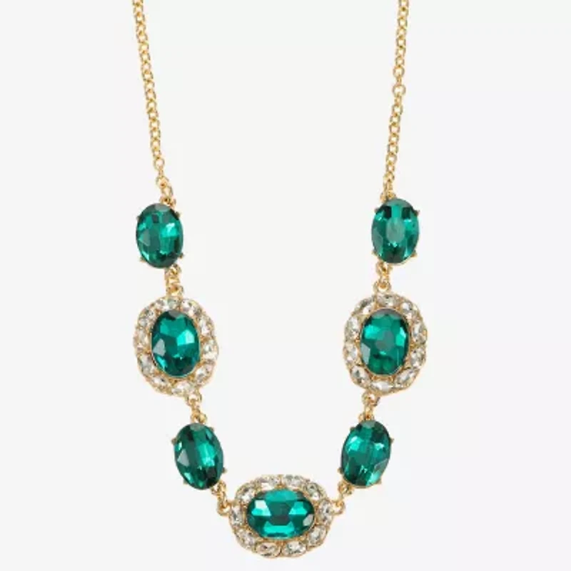 Monet Jewelry Gold Tone Halo Frontal Womens 17 Inch Collar Necklace