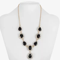 Monet Jewelry Gold Tone Halo Frontal Womens Glass 18 Inch Y Necklace