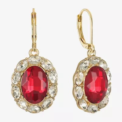 Monet Jewelry Gold Tone Halo Womens Glass Oval Drop Earrings