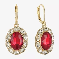 Monet Jewelry Gold Tone Halo Womens Glass Oval Drop Earrings