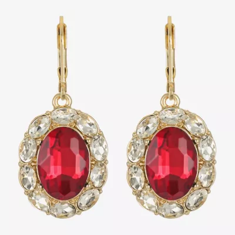 Monet Jewelry Gold Tone Halo Womens Glass Oval Drop Earrings