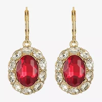 Monet Jewelry Gold Tone Halo Womens Glass Oval Drop Earrings