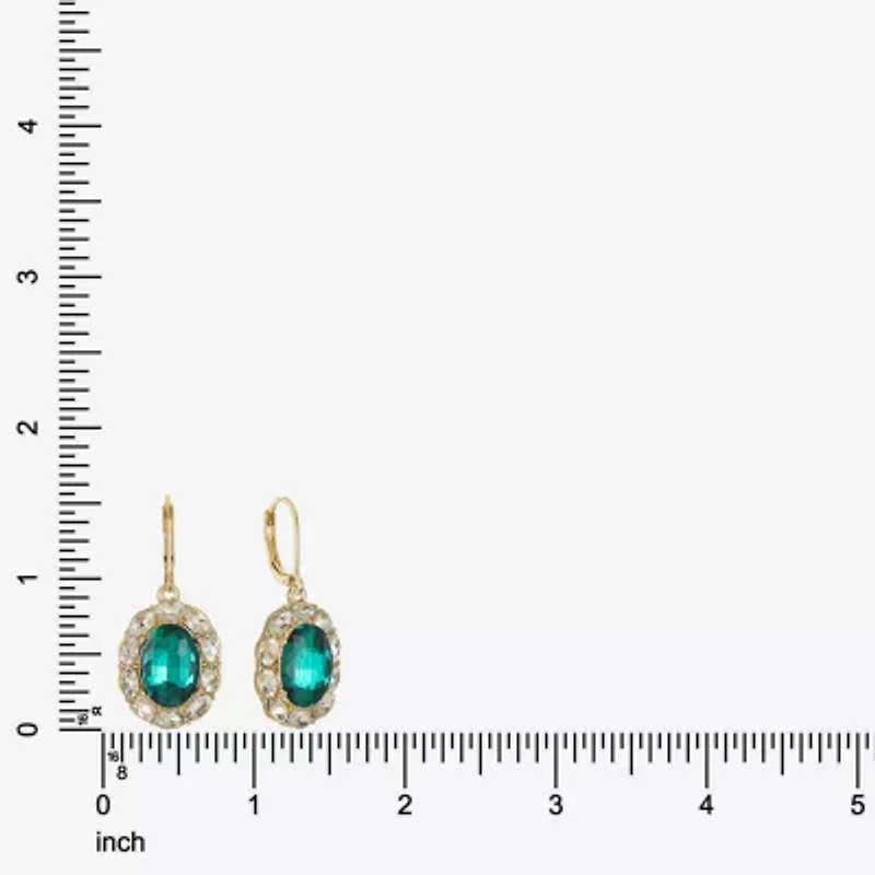 Monet Jewelry Gold Tone Halo Womens Glass Oval Drop Earrings