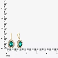 Monet Jewelry Gold Tone Halo Womens Glass Oval Drop Earrings