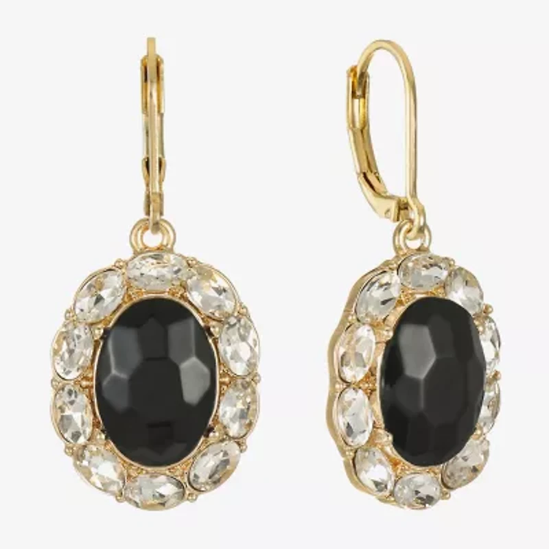 Monet Jewelry Gold Tone Halo Womens Glass Oval Drop Earrings