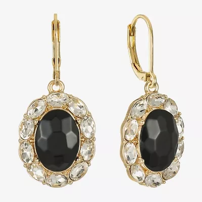 Monet Jewelry Gold Tone Halo Womens Glass Oval Drop Earrings