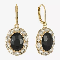Monet Jewelry Gold Tone Halo Womens Glass Oval Drop Earrings