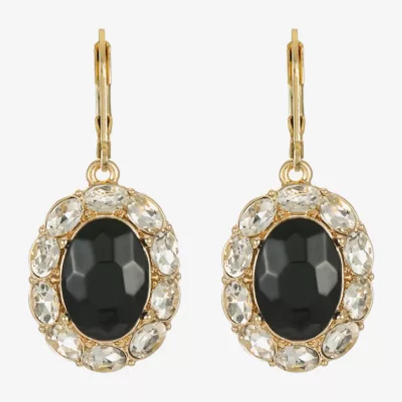Monet Jewelry Gold Tone Halo Womens Glass Oval Drop Earrings