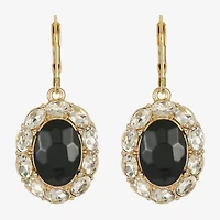 Monet Jewelry Gold Tone Halo Womens Glass Oval Drop Earrings