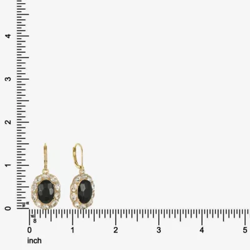 Monet Jewelry Gold Tone Halo Womens Glass Oval Drop Earrings