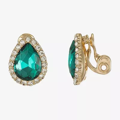 Monet Jewelry Gold Tone Halo Glass 19mm Stud Earrings