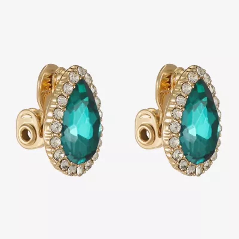 Monet Jewelry Gold Tone Halo Glass 19mm Stud Earrings