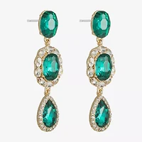 Monet Jewelry Gold Tone Halo Womens Glass Oval Hypoallergenic Drop Earrings