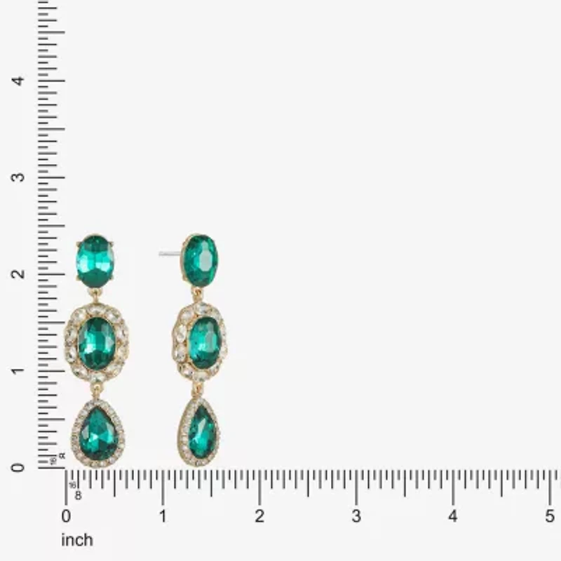 Monet Jewelry Gold Tone Halo Womens Glass Oval Hypoallergenic Drop Earrings