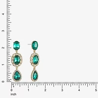 Monet Jewelry Gold Tone Halo Womens Glass Oval Hypoallergenic Drop Earrings