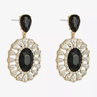 Monet Jewelry Gold Tone Halo Womens Glass Oval Hypoallergenic Drop Earrings