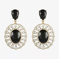 Monet Jewelry Gold Tone Halo Womens Glass Oval Hypoallergenic Drop Earrings