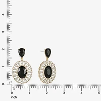 Monet Jewelry Gold Tone Halo Womens Glass Oval Hypoallergenic Drop Earrings