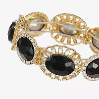 Monet Jewelry Gold Tone Halo Womens Glass Oval Stretch Bracelet
