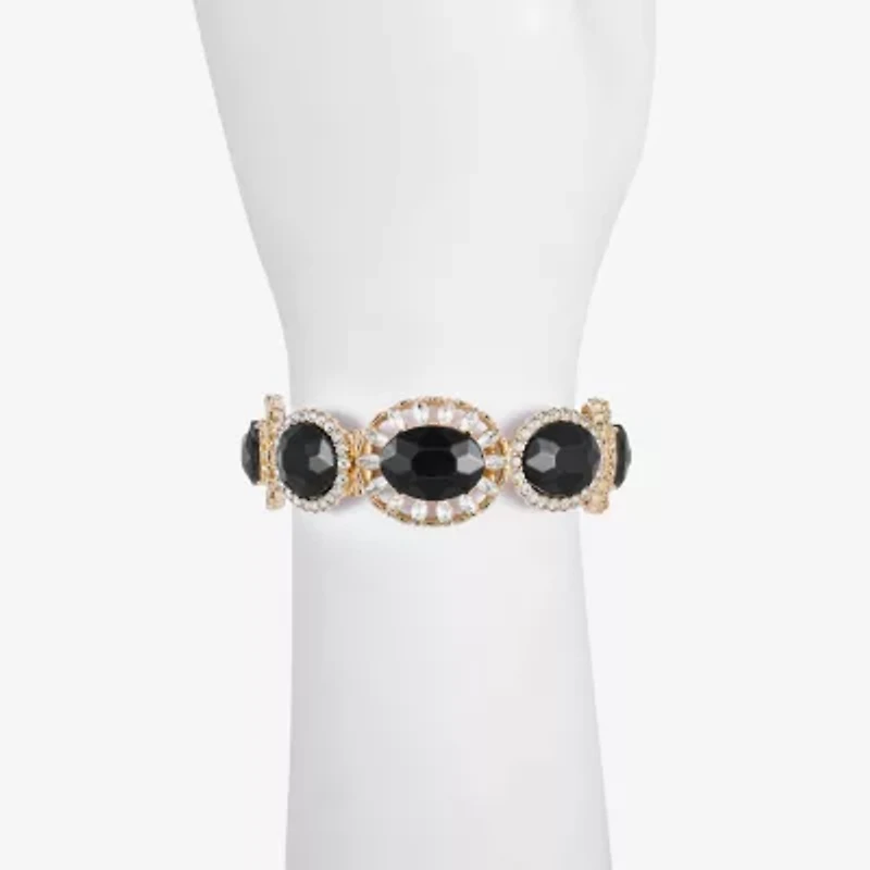Monet Jewelry Gold Tone Halo Womens Glass Oval Stretch Bracelet