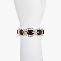 Monet Jewelry Gold Tone Halo Womens Glass Oval Stretch Bracelet