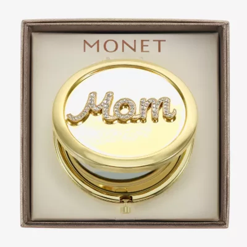 Monet Jewelry Mom Gold Tone Compact Mirror