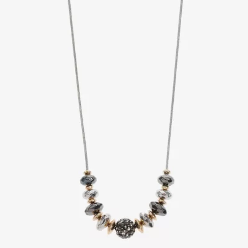 Liz Claiborne Tri Tone Frontal Beaded Womens 17 Inch Collar Necklace