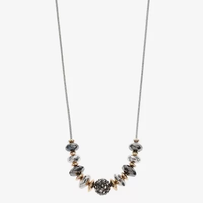 Liz Claiborne Tri Tone Frontal Beaded Womens 17 Inch Collar Necklace