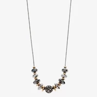 Liz Claiborne Tri Tone Frontal Beaded Womens 17 Inch Collar Necklace