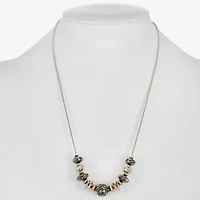Liz Claiborne Tri Tone Frontal Beaded Womens 17 Inch Collar Necklace