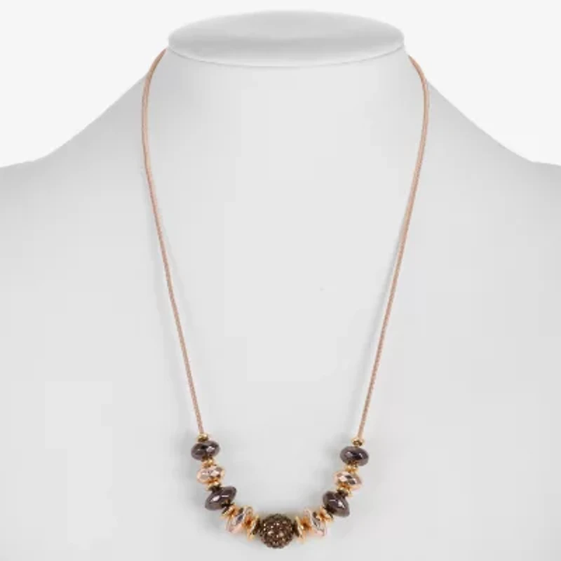 Liz Claiborne Tri Tone Frontal Beaded Womens 17 Inch Collar Necklace