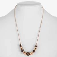 Liz Claiborne Tri Tone Frontal Beaded Womens 17 Inch Collar Necklace