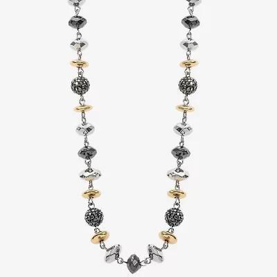 Liz Claiborne Tri Tone Beaded Womens 17 Inch Collar Necklace