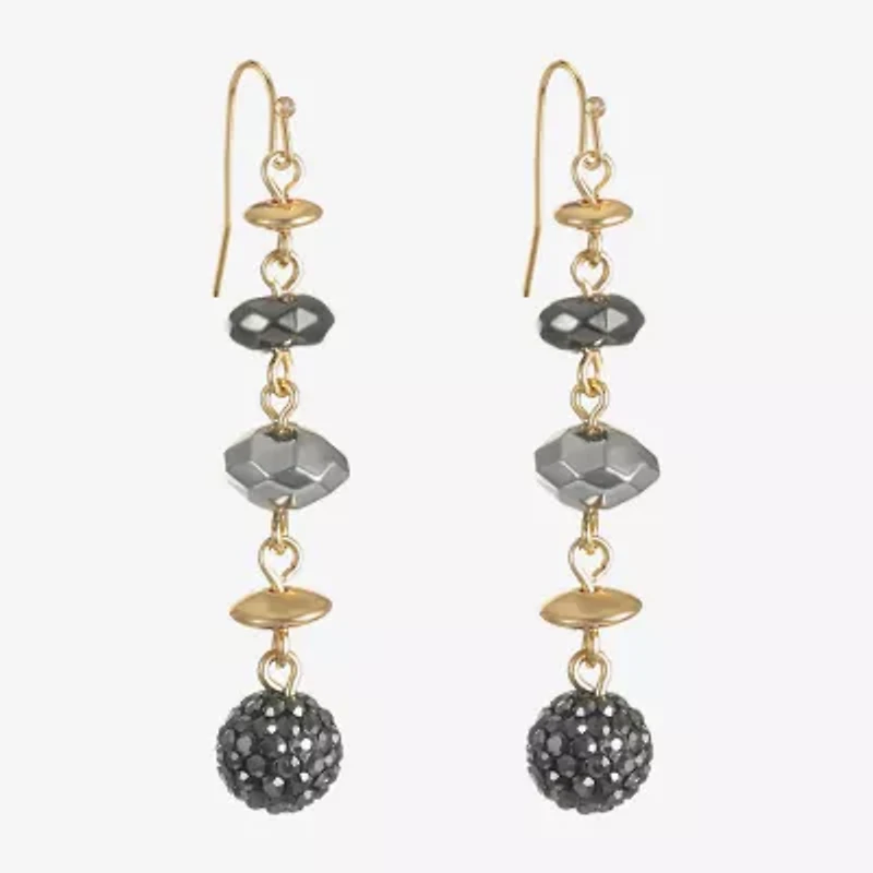 Liz Claiborne Tri Tone Beaded Womens Drop Earrings