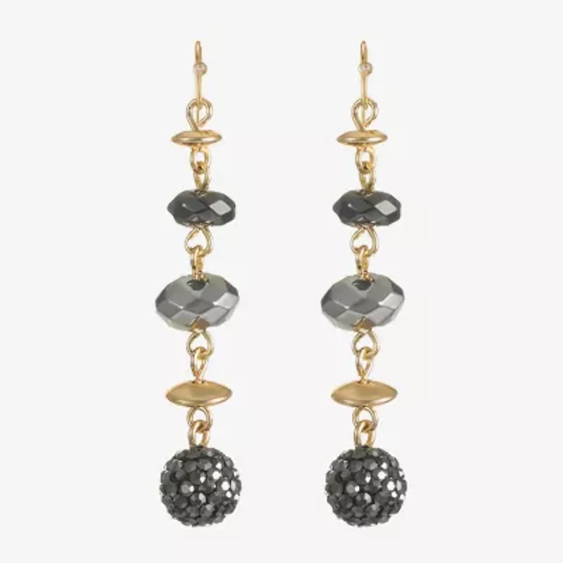 Liz Claiborne Tri Tone Beaded Womens Drop Earrings