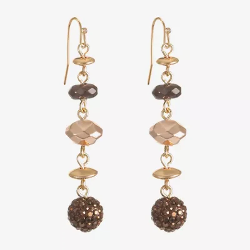 Liz Claiborne Tri Tone Beaded Womens Drop Earrings