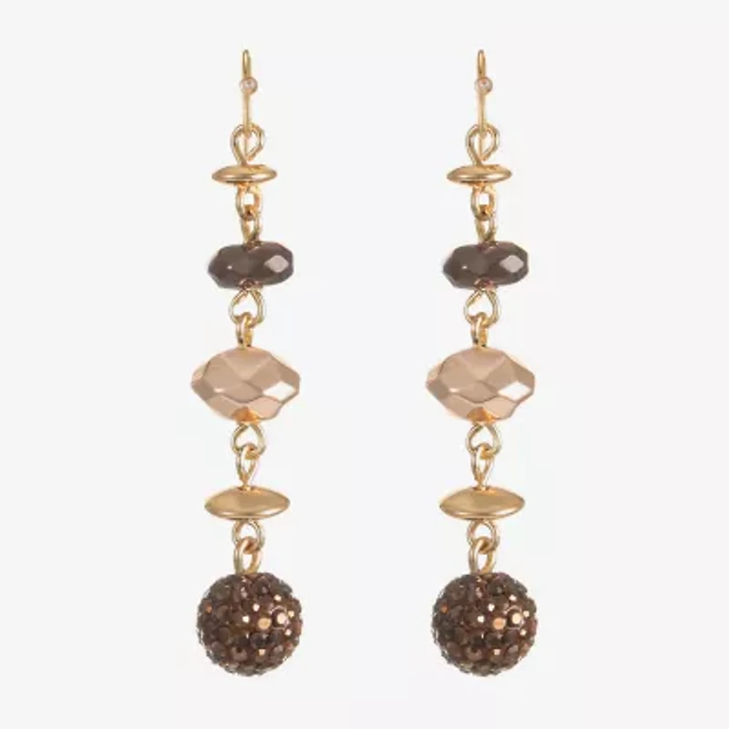 Liz Claiborne Tri Tone Beaded Womens Drop Earrings