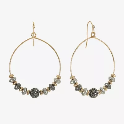 Liz Claiborne Tri Tone Beaded Womens 53mm Hoop Earrings