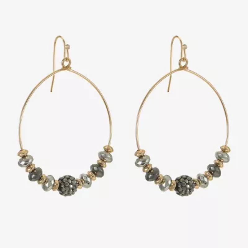 Liz Claiborne Tri Tone Beaded Womens 53mm Hoop Earrings