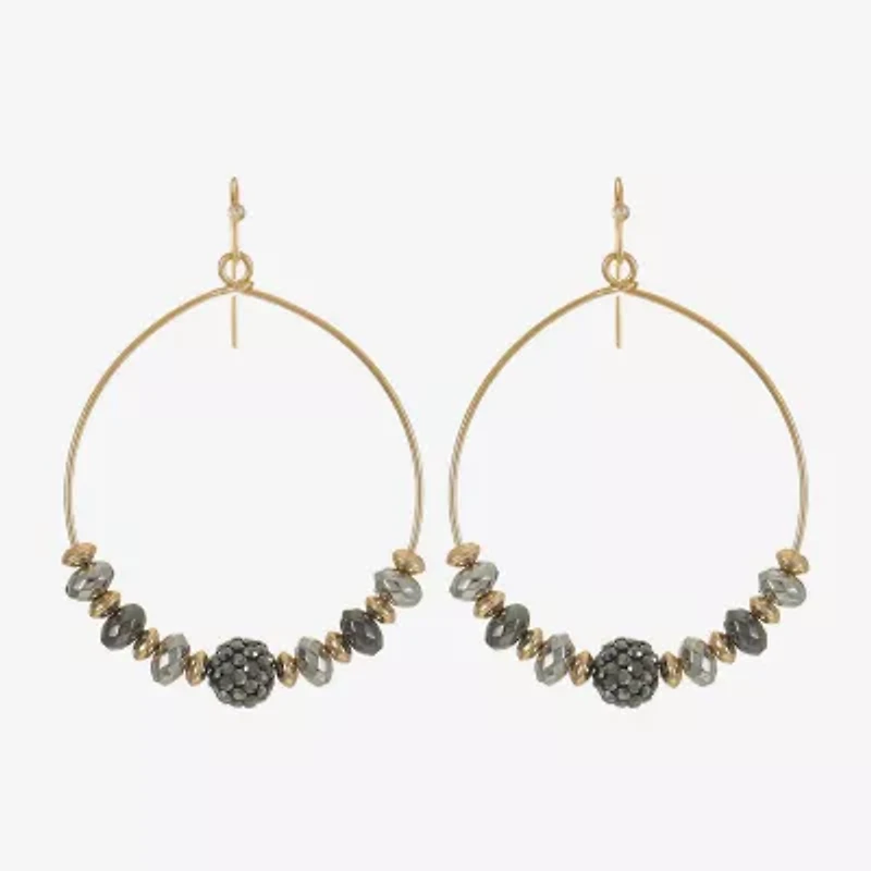 Liz Claiborne Tri Tone Beaded Womens 53mm Hoop Earrings