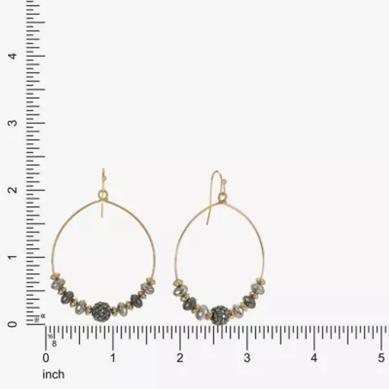 Liz Claiborne Tri Tone Beaded Womens 53mm Hoop Earrings