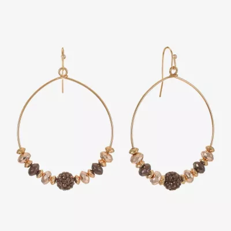 Liz Claiborne Tri Tone Beaded Womens 53mm Hoop Earrings