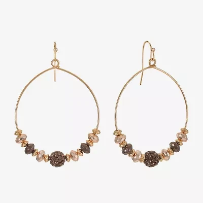 Liz Claiborne Tri Tone Beaded Womens 53mm Hoop Earrings