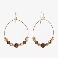 Liz Claiborne Tri Tone Beaded Womens 53mm Hoop Earrings