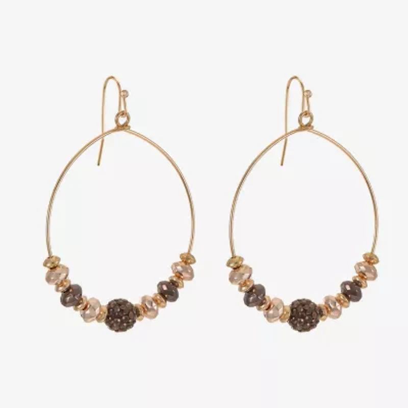 Liz Claiborne Tri Tone Beaded Womens 53mm Hoop Earrings