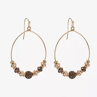Liz Claiborne Tri Tone Beaded Womens 53mm Hoop Earrings