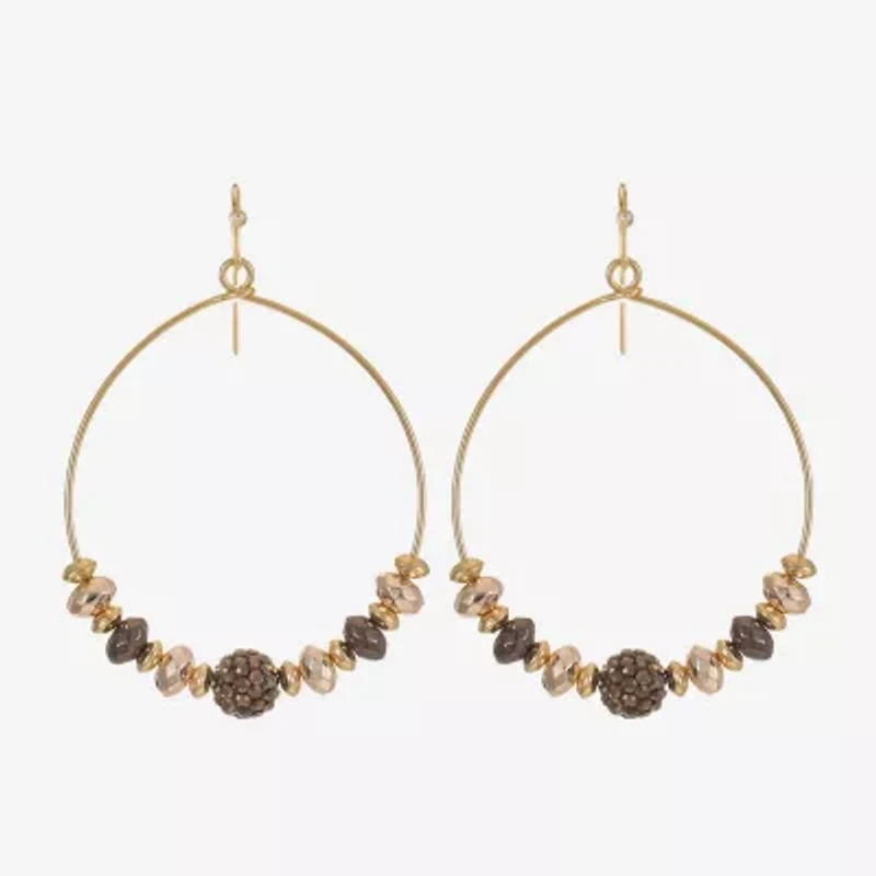 Liz Claiborne Tri Tone Beaded Womens 53mm Hoop Earrings