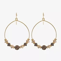 Liz Claiborne Tri Tone Beaded Womens 53mm Hoop Earrings